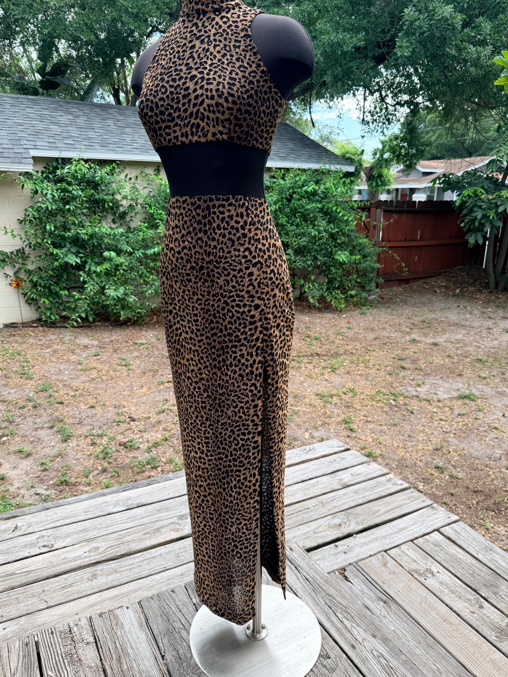 Vintage 80s 90s Cache Leopard Print Maxi Dress - Picture 6 of 11